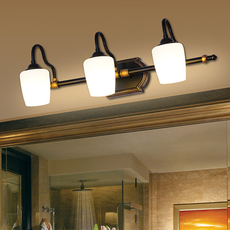 Skørter | 2/3/4 Lights Cup Shade Vanity Wall Light Classic White Glass Wall Mounted Lighting for the Bathroom