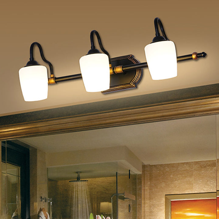 Skørter | 2/3/4 Lights Cup Shade Vanity Wall Light Classic White Glass Wall Mounted Lighting for the Bathroom