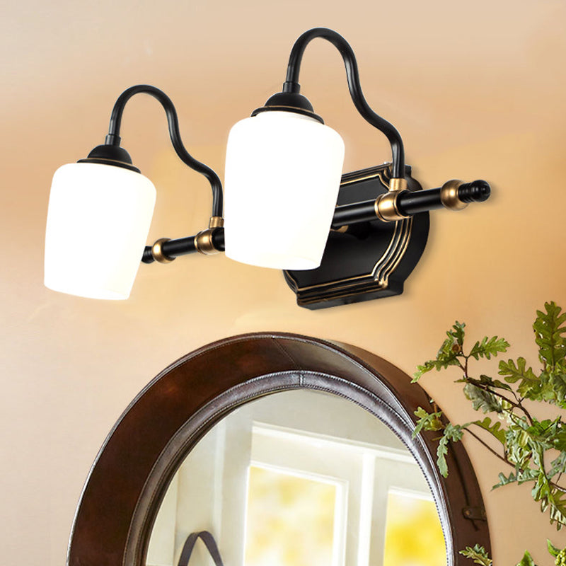 Skørter | 2/3/4 Lights Cup Shade Vanity Wall Light Classic White Glass Wall Mounted Lighting for the Bathroom