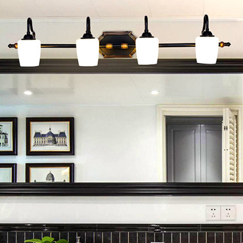 Skørter | 2/3/4 Lights Cup Shade Vanity Wall Light Classic White Glass Wall Mounted Lighting for the Bathroom