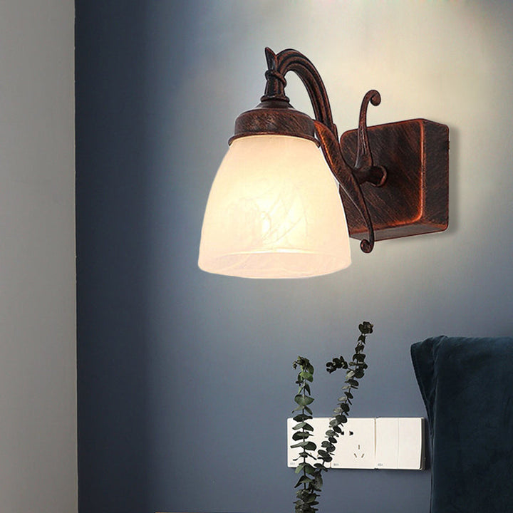 Skørter | Copper Dome Wall Lamp Traditional Opal Glass 1/2/3 Lights Bathroom Wall Mounted Vanity Light