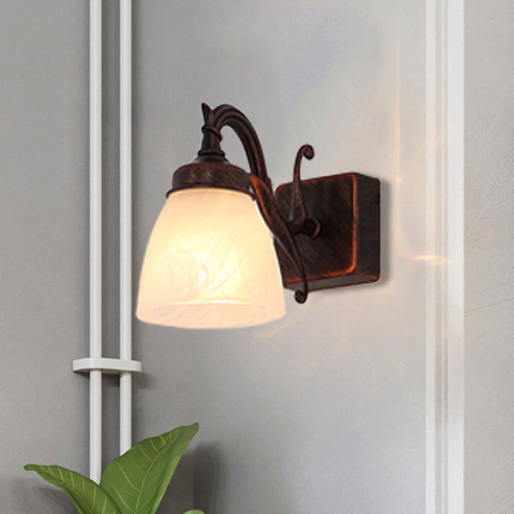 Skørter | Copper Dome Wall Lamp Traditional Opal Glass 1/2/3 Lights Bathroom Wall Mounted Vanity Light