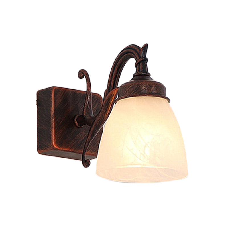Skørter | Copper Dome Wall Lamp Traditional Opal Glass 1/2/3 Lights Bathroom Wall Mounted Vanity Light