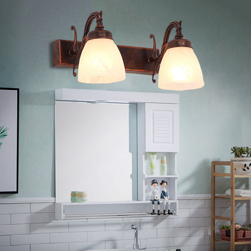 Skørter | Copper Dome Wall Lamp Traditional Opal Glass 1/2/3 Lights Bathroom Wall Mounted Vanity Light