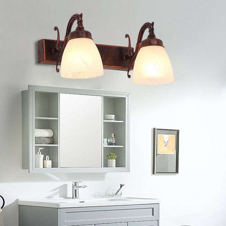Skørter | Copper Dome Wall Lamp Traditional Opal Glass 1/2/3 Lights Bathroom Wall Mounted Vanity Light