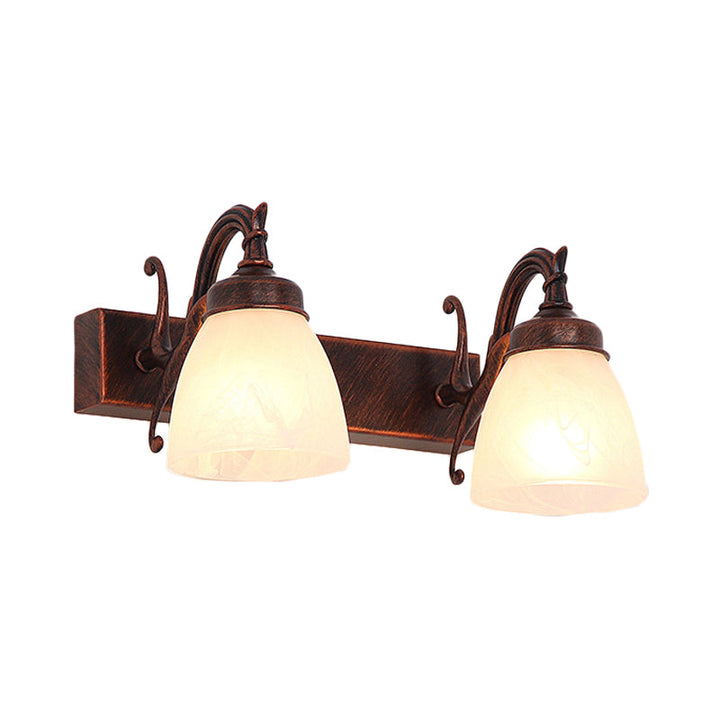 Skørter | Copper Dome Wall Lamp Traditional Opal Glass 1/2/3 Lights Bathroom Wall Mounted Vanity Light