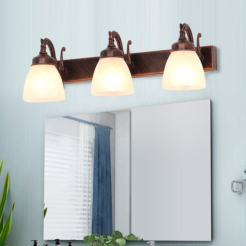 Skørter | Copper Dome Wall Lamp Traditional Opal Glass 1/2/3 Lights Bathroom Wall Mounted Vanity Light