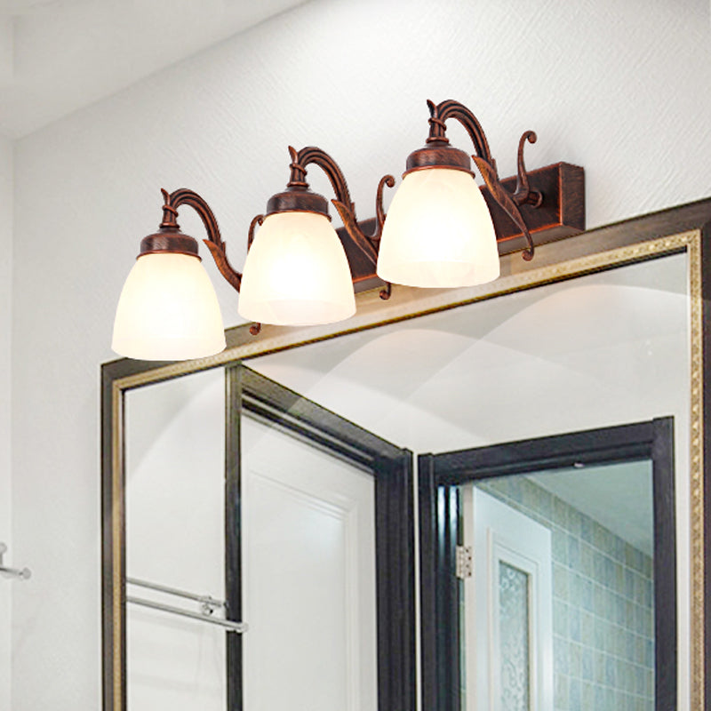 Skørter | Copper Dome Wall Lamp Traditional Opal Glass 1/2/3 Lights Bathroom Wall Mounted Vanity Light