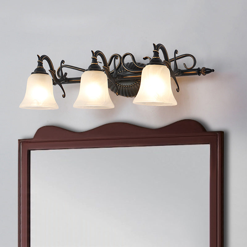 Skørter | Frosted Glass Bronze Wall Lamp Bell 2/3 Lights Traditional Wall-Mounted Vanity Light for Bathroom