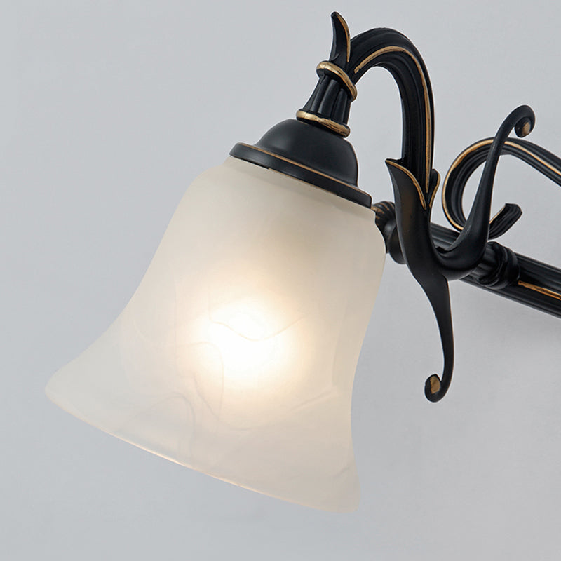 Skørter | Frosted Glass Bronze Wall Lamp Bell 2/3 Lights Traditional Wall-Mounted Vanity Light for Bathroom