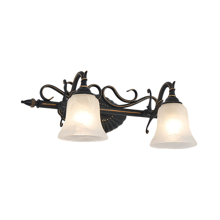 Skørter | Frosted Glass Bronze Wall Lamp Bell 2/3 Lights Traditional Wall-Mounted Vanity Light for Bathroom