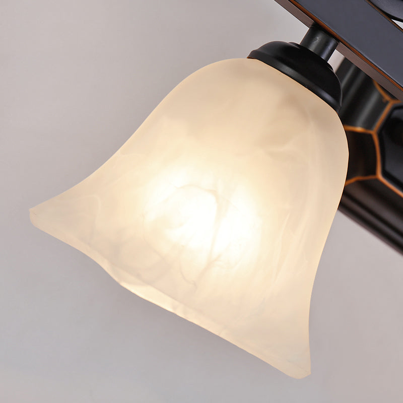 Skørter | Classic Bell Wall Lamp 2/3 Lights Frosted Glass Wall Mounted Lamp in Black for the Bathroom