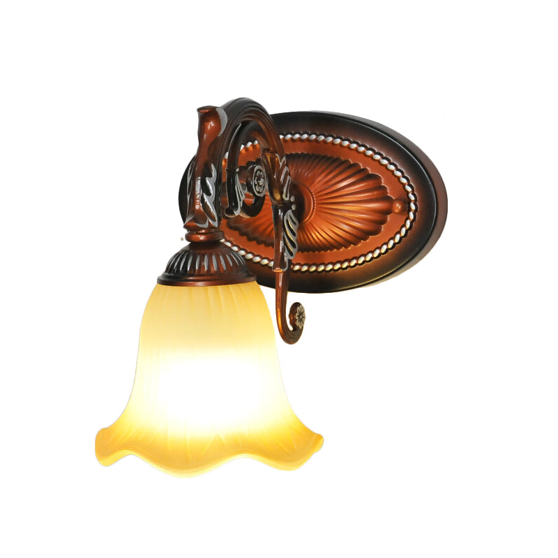 Skørter | Curved Bathroom Vanity Lamp Traditional Frosted Glass 1/2/3 Lights Copper Wall Light Fixture