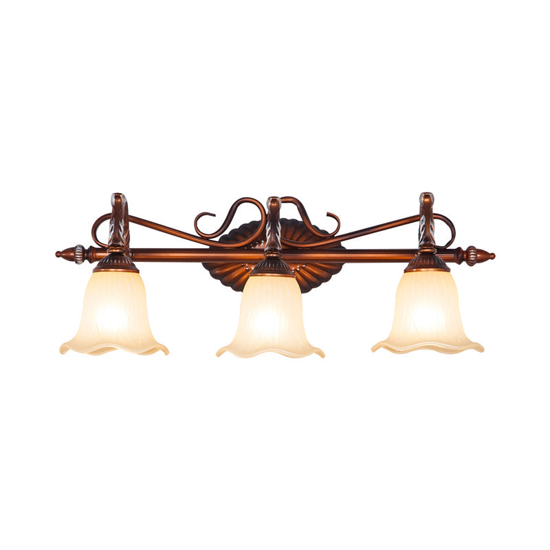 Skørter | Curved Bathroom Vanity Lamp Traditional Frosted Glass 1/2/3 Lights Copper Wall Light Fixture