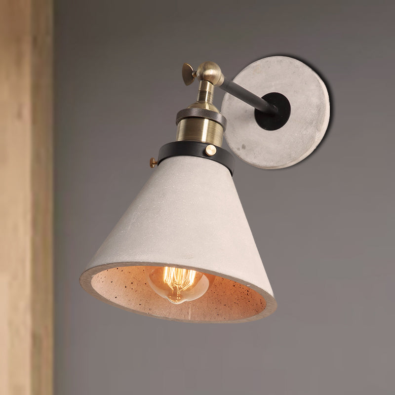 Skørter | Cone/Cylinder/Bowl Bedroom Wall Mounted Light Cement 1 Head Industrial Style Corner Adjustable Wall Lamp in Gray