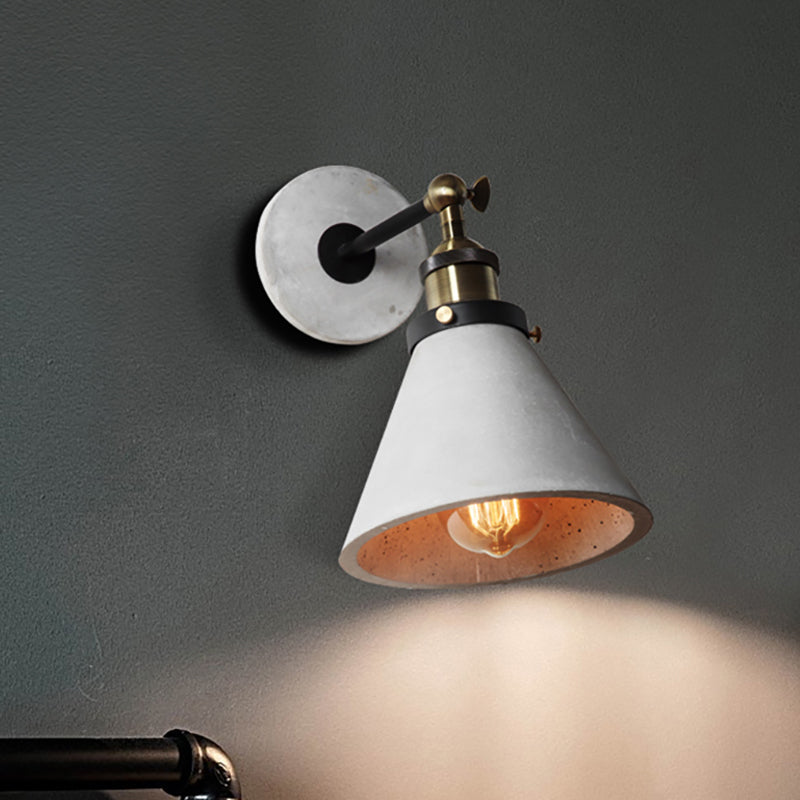 Skørter | Cone/Cylinder/Bowl Bedroom Wall Mounted Light Cement 1 Head Industrial Style Corner Adjustable Wall Lamp in Gray