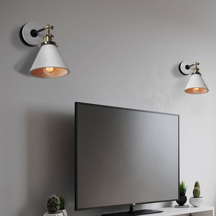 Skørter | Cone/Cylinder/Bowl Bedroom Wall Mounted Light Cement 1 Head Industrial Style Corner Adjustable Wall Lamp in Gray