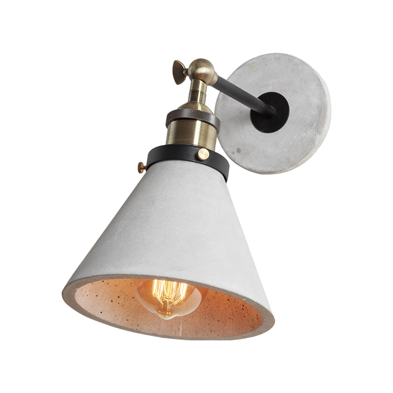 Skørter | Cone/Cylinder/Bowl Bedroom Wall Mounted Light Cement 1 Head Industrial Style Corner Adjustable Wall Lamp in Gray