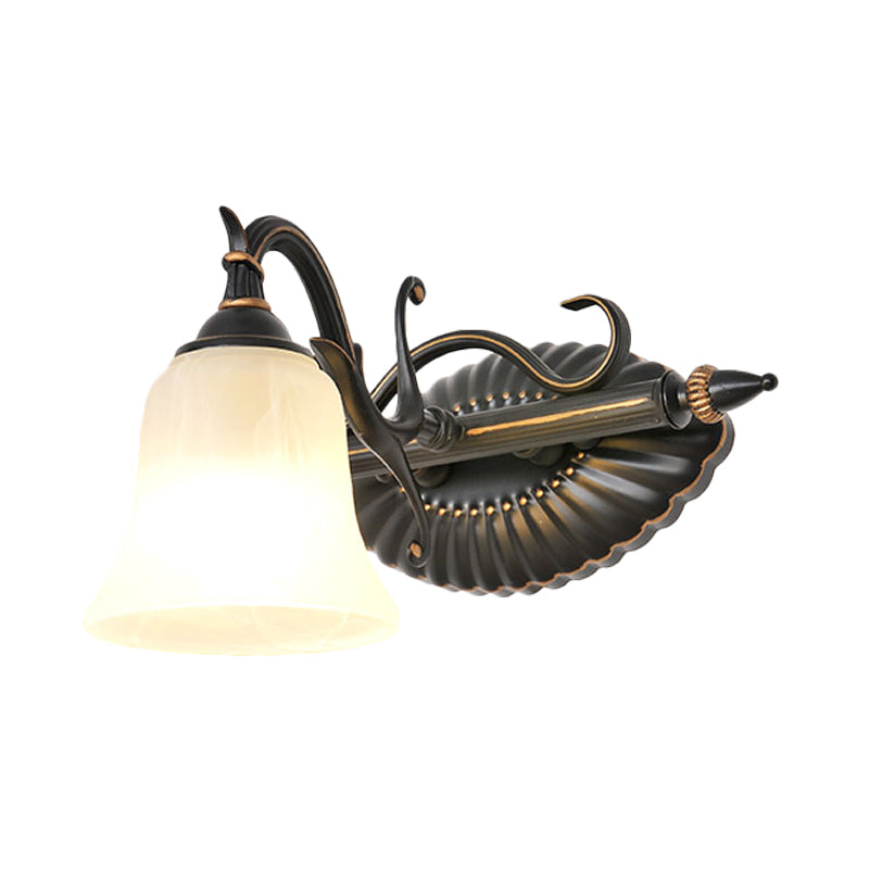 Skørter | Bell Shade Frosted Glass Wall Light Traditional 1/2/3 Lamps Bathroom Vanity Lighting Light in Bronze