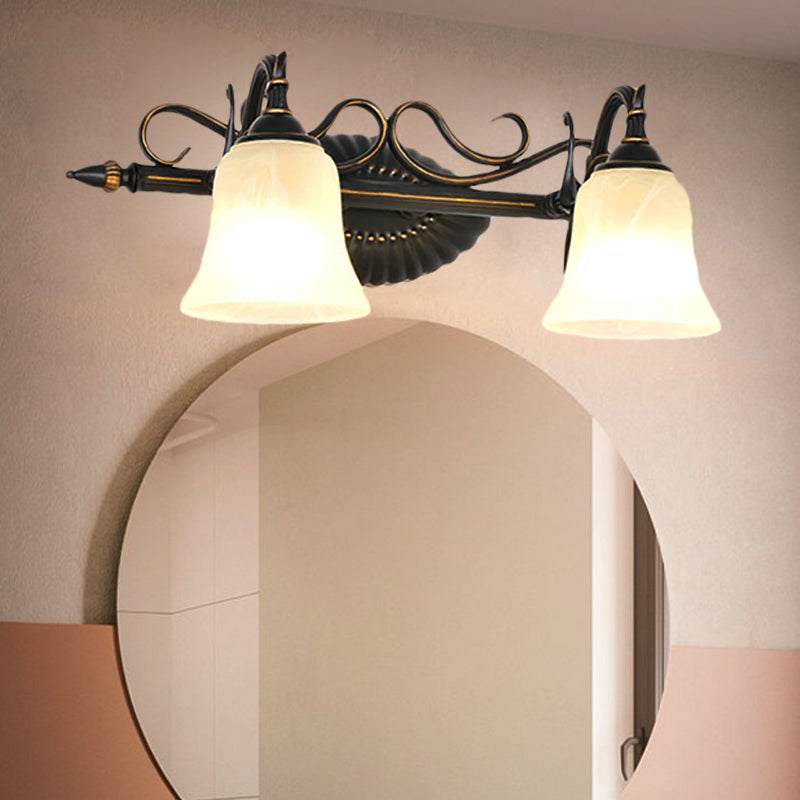 Skørter | Bell Shade Frosted Glass Wall Light Traditional 1/2/3 Lamps Bathroom Vanity Lighting Light in Bronze
