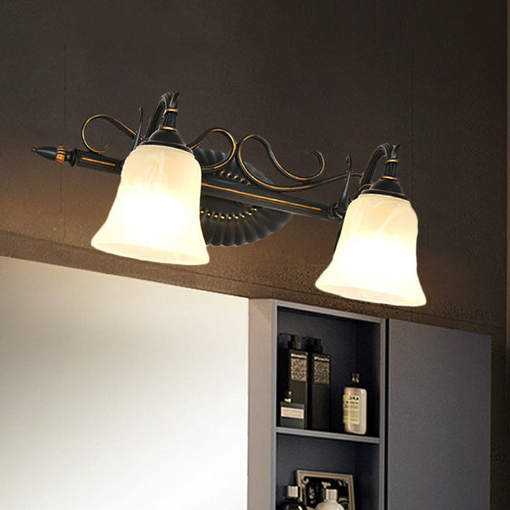 Skørter | Bell Shade Frosted Glass Wall Light Traditional 1/2/3 Lamps Bathroom Vanity Lighting Light in Bronze