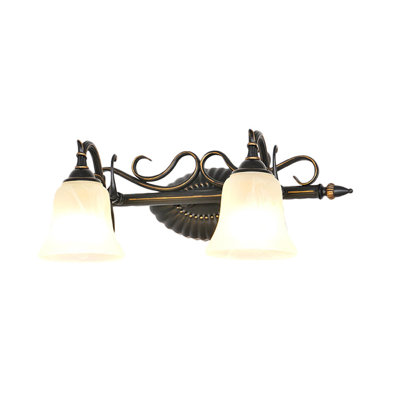 Skørter | Bell Shade Frosted Glass Wall Light Traditional 1/2/3 Lamps Bathroom Vanity Lighting Light in Bronze