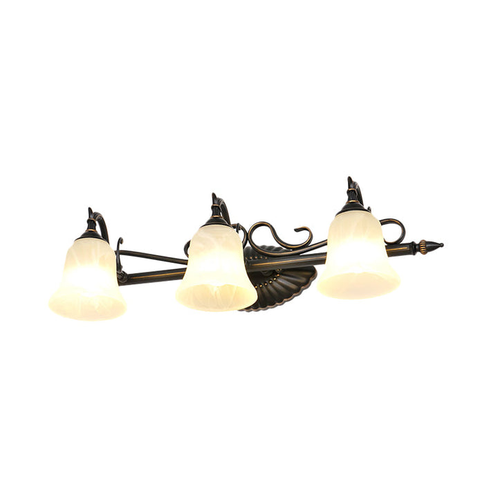 Skørter | Bell Shade Frosted Glass Wall Light Traditional 1/2/3 Lamps Bathroom Vanity Lighting Light in Bronze