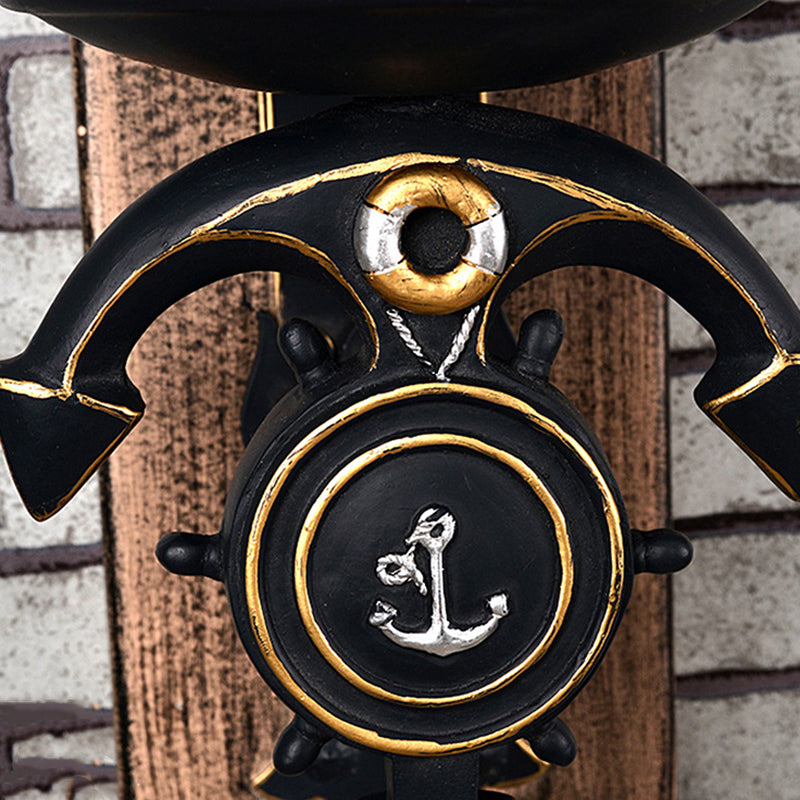 Lisslune | Candlestick Wall Lamp Country Style Opal Glass 1/2-Light Black and Gold Wall Fixture with Resin Anchor Design