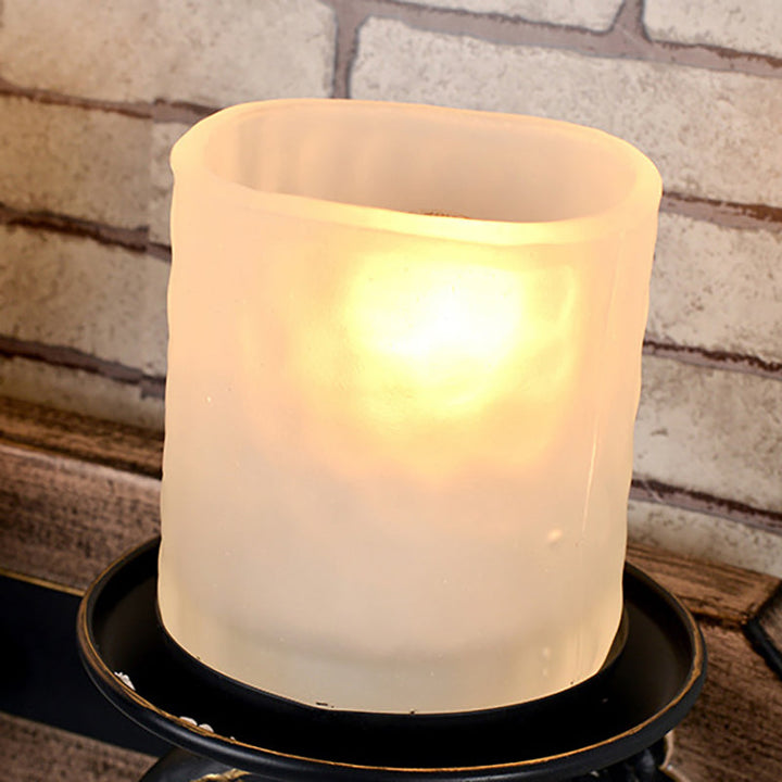 Lisslune | Candlestick Wall Lamp Country Style Opal Glass 1/2-Light Black and Gold Wall Fixture with Resin Anchor Design
