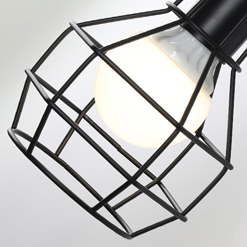 Lisslune | Globe Bedroom Wall Light Lamp Metal 1 Head Industrial Style Rotatable Wall Lamp with Wire Guard in Black