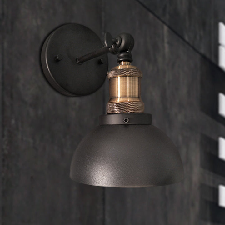 Lisslune | Dome Restaurant Wall Light Metal 1 Light Modern Style Adjustable Wall Lamp in Black