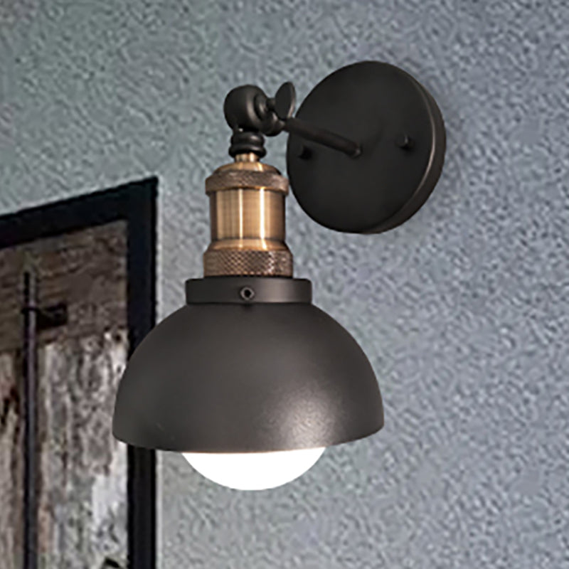 Lisslune | Dome Restaurant Wall Light Metal 1 Light Modern Style Adjustable Wall Lamp in Black