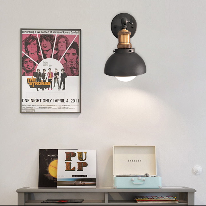 Lisslune | Dome Restaurant Wall Light Metal 1 Light Modern Style Adjustable Wall Lamp in Black