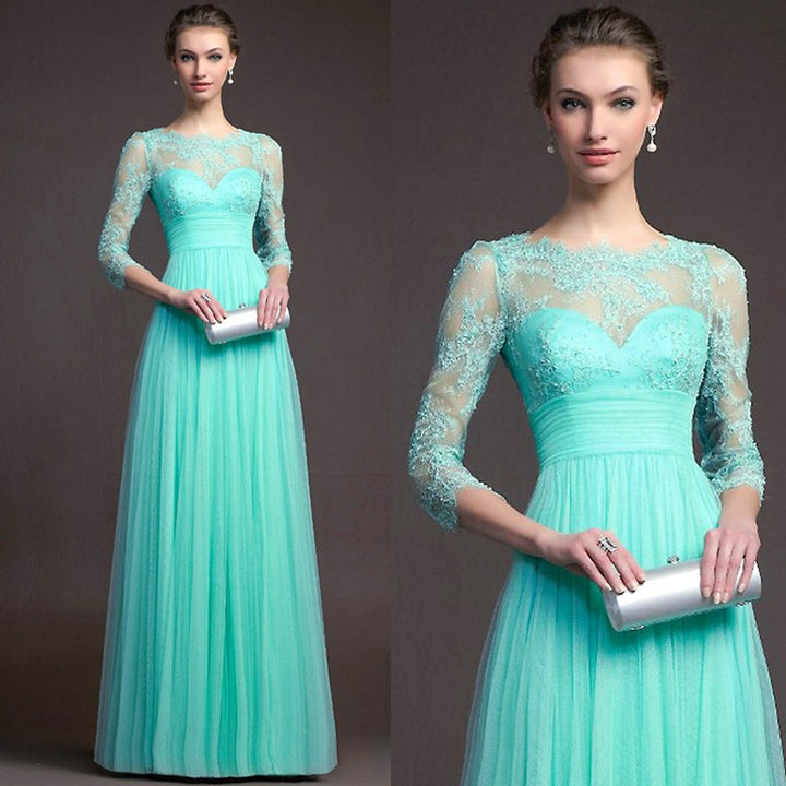 Ladies Elegant Evening Dress with Transparent Lace and Chic Skirt Lisslune