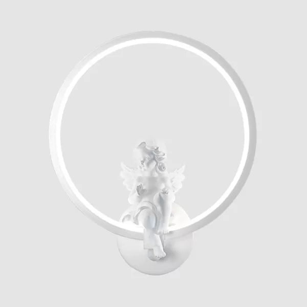 Skørter | Art Ring Wall Light with Small Angel Metal Resin Wall Lamp for Bedroom Mirror Bathroom