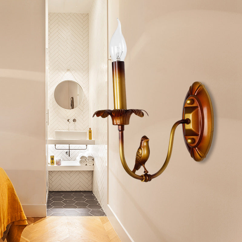 Skørter | Candle Holder Metal Wall Lamp Classic 1 Light Corridor Wall Lamp in Brass with/without Shade