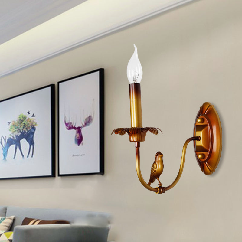 Skørter | Candle Holder Metal Wall Lamp Classic 1 Light Corridor Wall Lamp in Brass with/without Shade