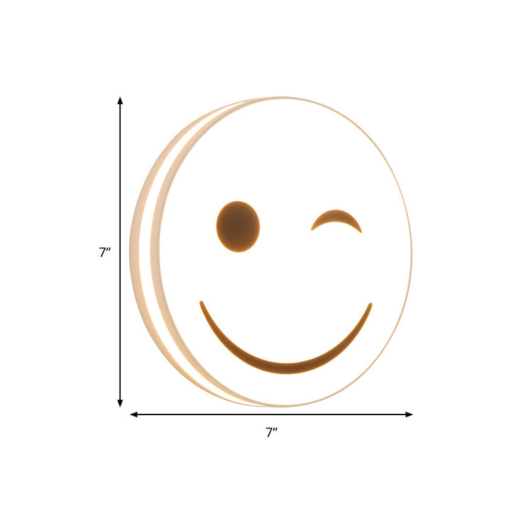 Skørter | Round Surface Light with Smile Emoji LED Mini Recessed Lamp with Acrylic Shade