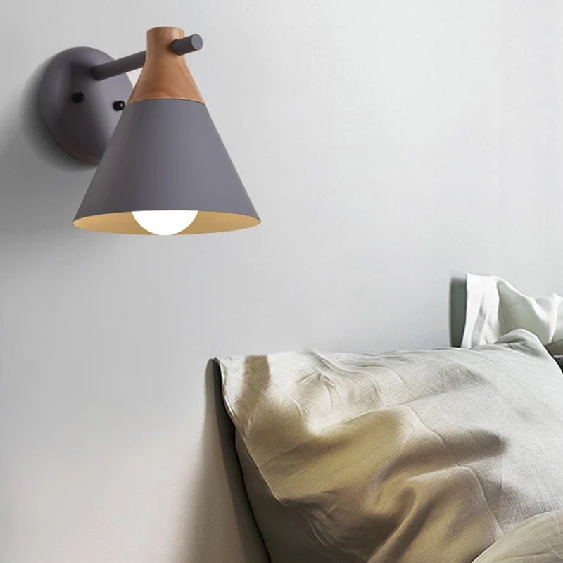 Skørter | Macaroon Nordic Solid Wood Wall Lamp Fixture Metal Wall Mounted Sconces Lights