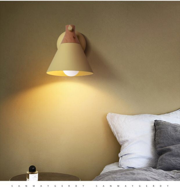 Skørter | Macaroon Nordic Solid Wood Wall Lamp Fixture Metal Wall Mounted Sconces Lights