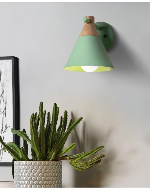 Skørter | Macaroon Nordic Solid Wood Wall Lamp Fixture Metal Wall Mounted Sconces Lights