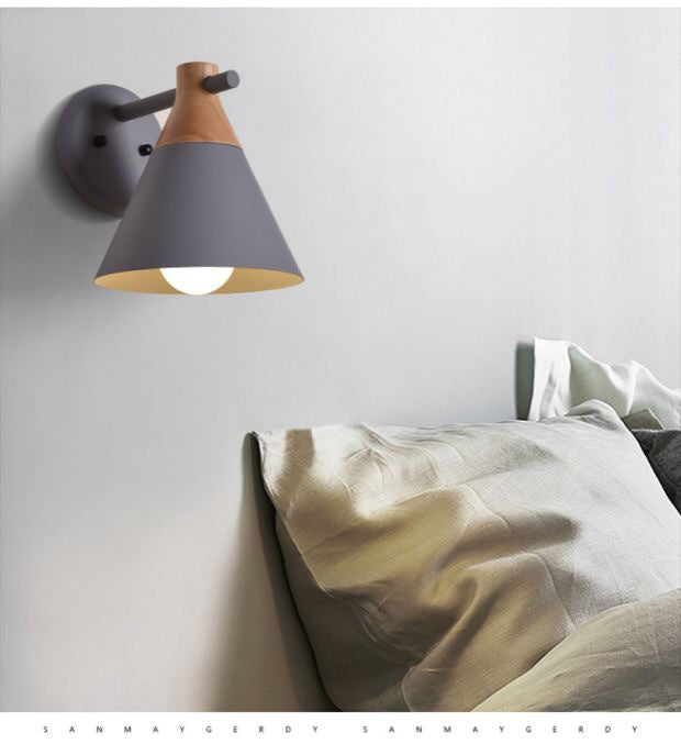 Skørter | Macaroon Nordic Solid Wood Wall Lamp Fixture Metal Wall Mounted Sconces Lights