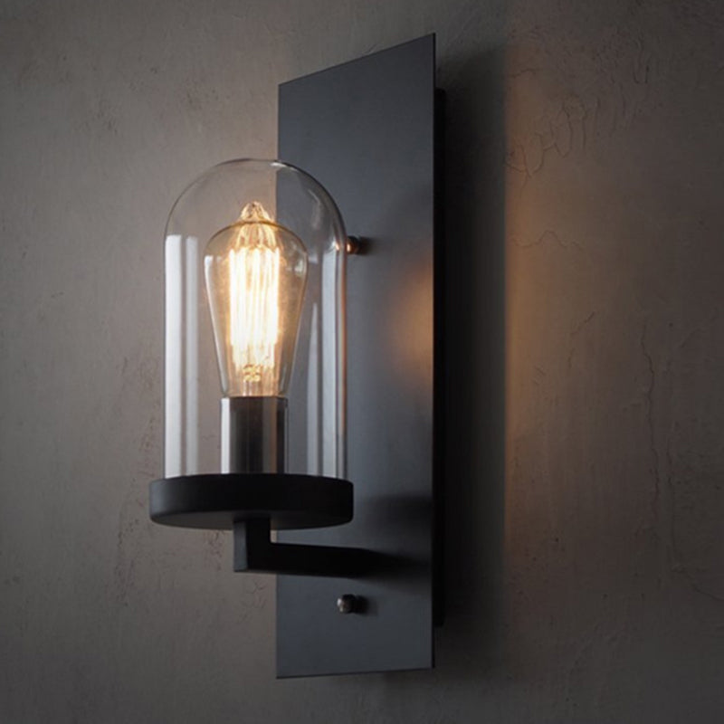 Lisslune | Industrial metal wall lamp 1-head bar lamp with glass shade for bedroom living room