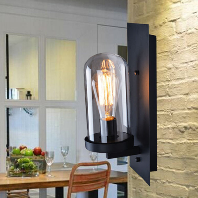 Lisslune | Industrial metal wall lamp 1-head bar lamp with glass shade for bedroom living room