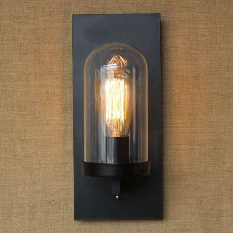 Lisslune | Industrial metal wall lamp 1-head bar lamp with glass shade for bedroom living room