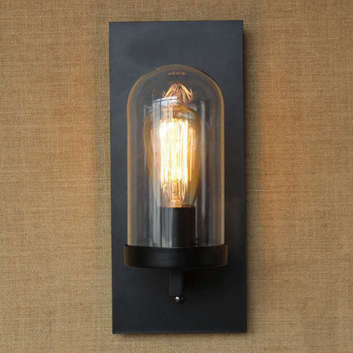 Lisslune | Industrial metal wall lamp 1-head bar lamp with glass shade for bedroom living room