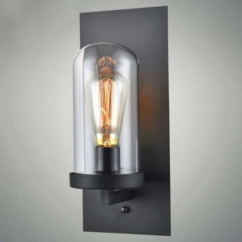 Lisslune | Industrial metal wall lamp 1-head bar lamp with glass shade for bedroom living room