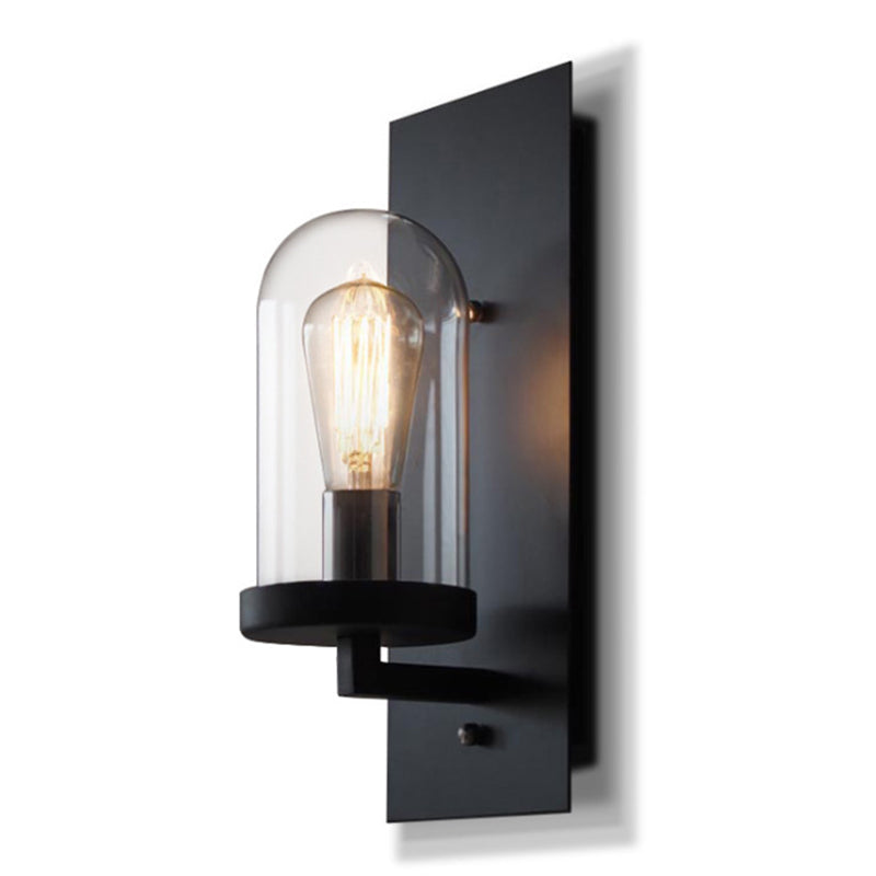 Lisslune | Industrial metal wall lamp 1-head bar lamp with glass shade for bedroom living room