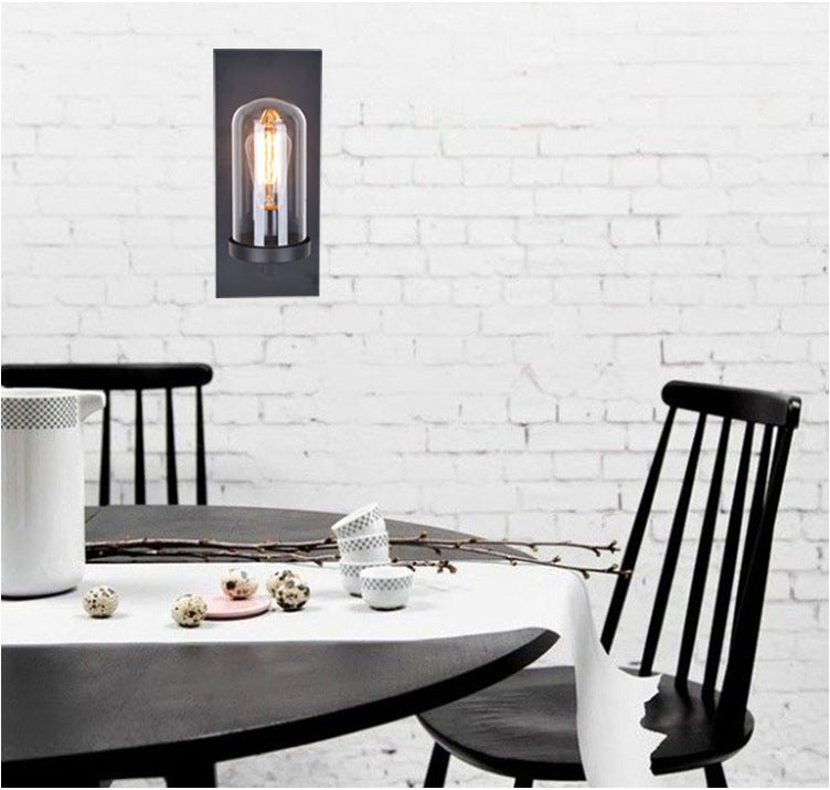 Lisslune | Industrial metal wall lamp 1-head bar lamp with glass shade for bedroom living room