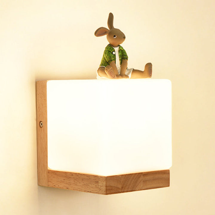 Lisslune | Modern Style Nordic Solid Wood Wall Light Cube Shape LED Wall Mounted Lamp for Bedroom